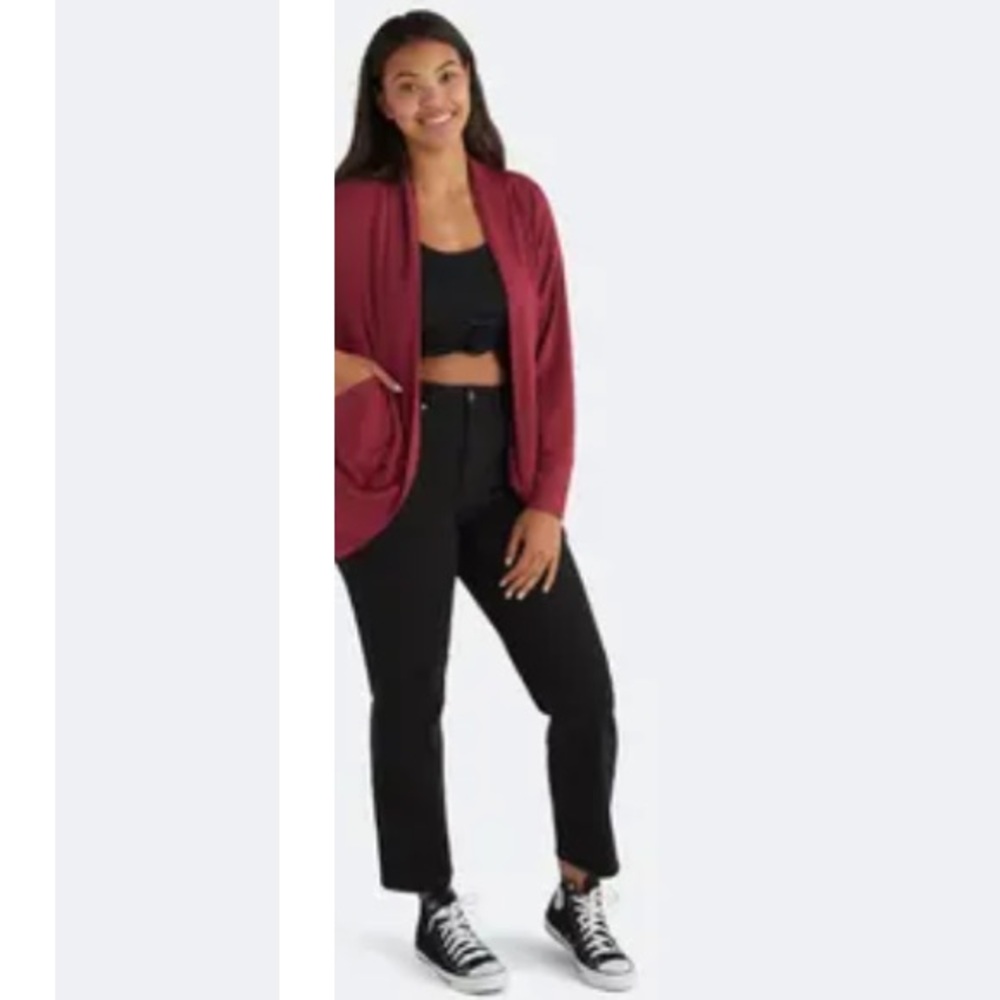UltraModal Core Cocoon open Cardigan, pockets, flowy, stretchy, burgundy, lounge